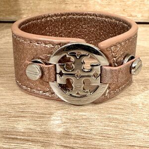 Tory Bruch Rose Gold Leather Bracelet Cuff